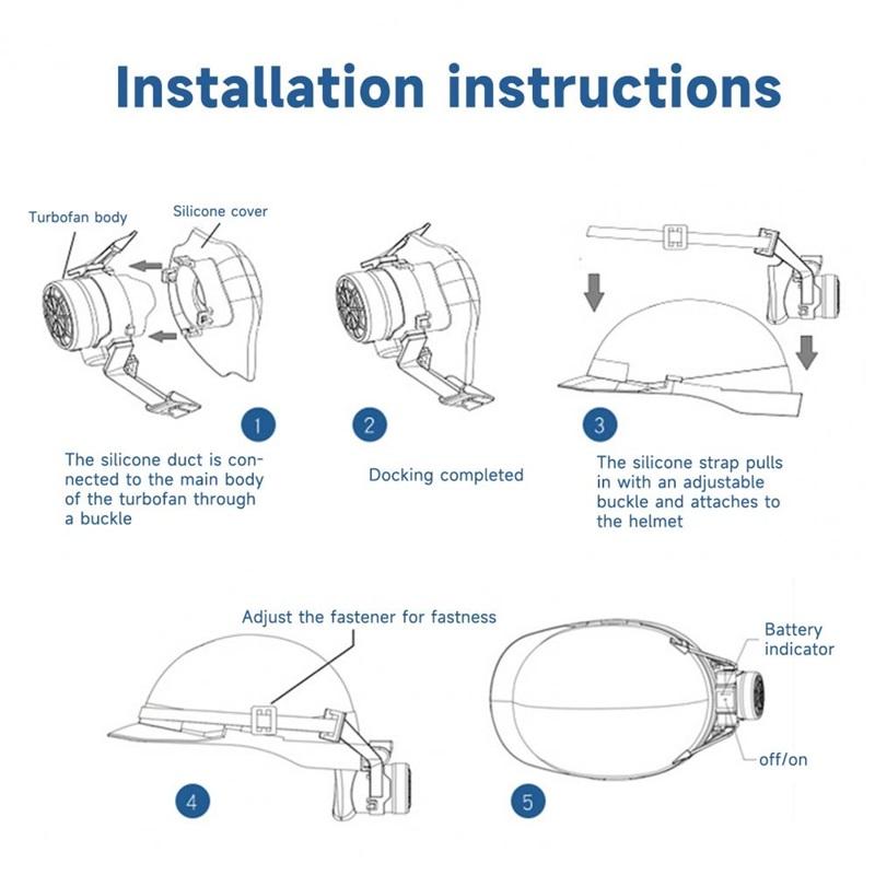 The helmet is equipped with an internal cooling fan, a helmet safety fan, strong wind force, adjustable wind belt, and a helmet fan.