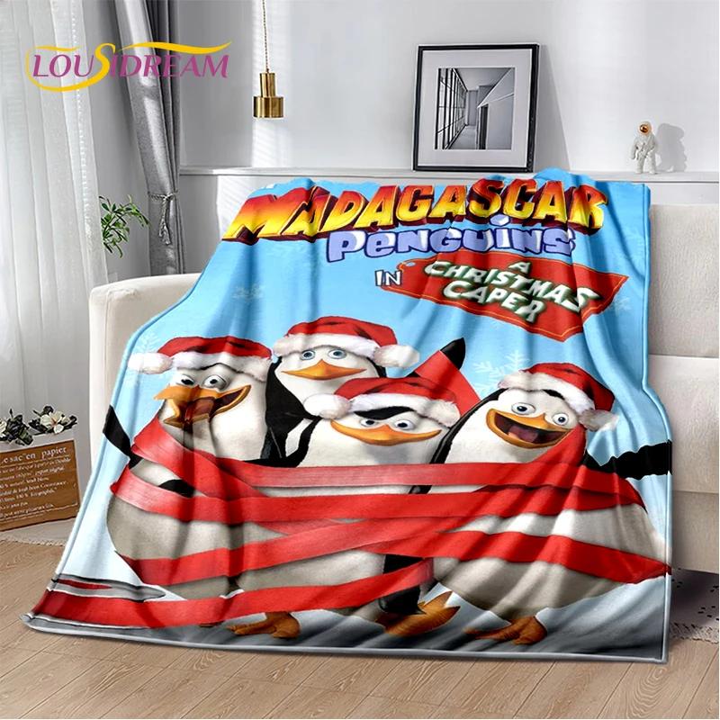 Милые пингвины из мультфильма «Мадагаскар» Плед, Мягкий плед для дома, спальни, кровати, дивана, пикника, путешествий, офиса, Покрывало, Подарок для ребенка