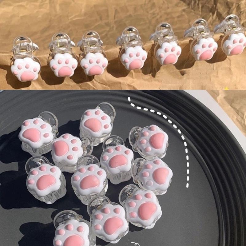 Mini Hair Clips Non-Slip Resin Cute Cats Paw Hair Claws Lovely Small Hair Clamps Ponytail Decoration Trendy Hair Prop