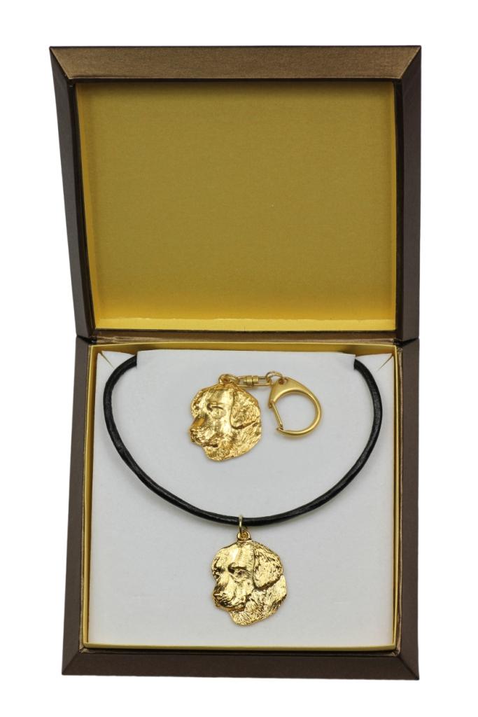 Golden Retriever - Brelok I Naszyjnik Z Psem W Pudełku, Produkt Pozłacany Wysokiej Jakości, Marka Art-Dog