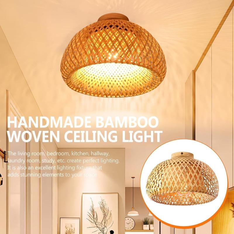 Natural Bamboo Pendant Shade - Handwoven Ceiling Lights