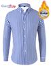Chemise décontractée à rayures en polaire pour hommes, bouton thermique à manches longues, chemise chaude pour hommes