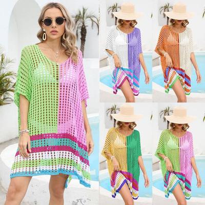 Летнее женское платье с вставками, с вырезами, пляжные платья, свободного большого размера, накидки для бикини EMA