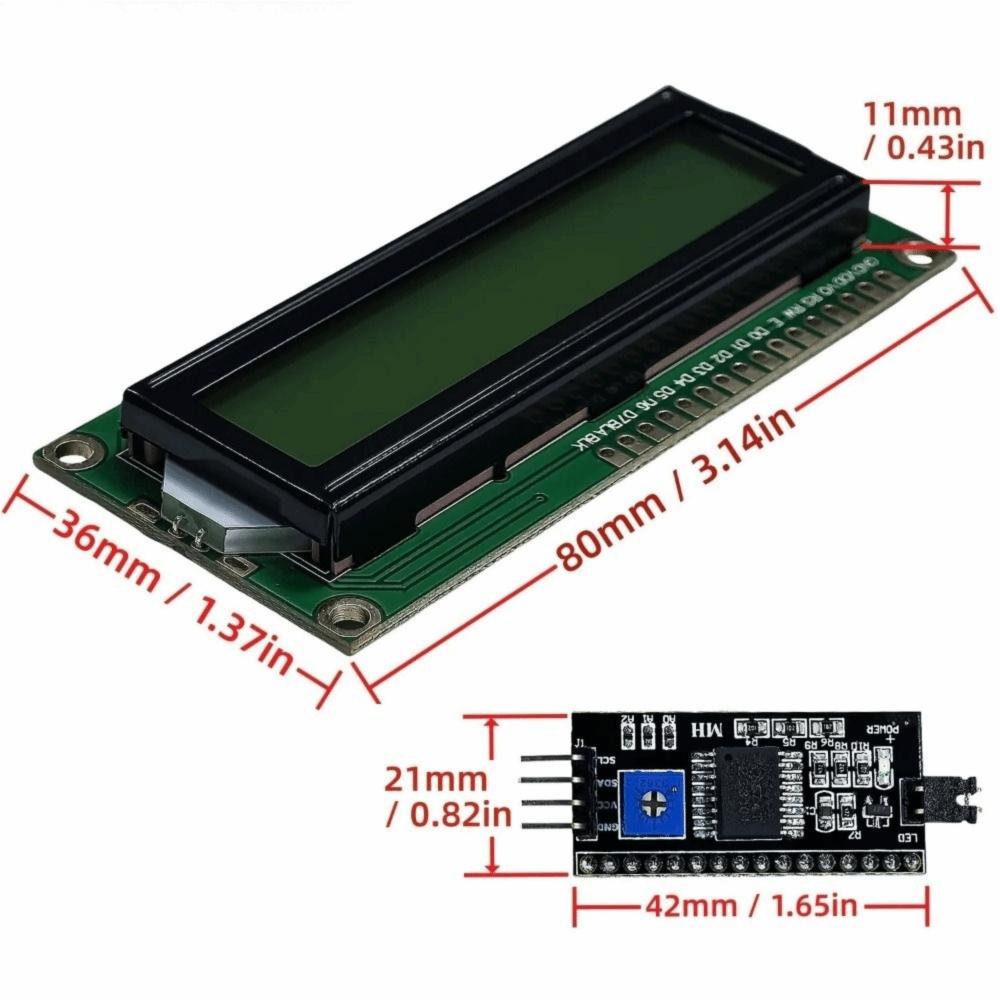 5V Operation IIC LCD Display Yellow Green Screen PCF8574 Interface I2C Adapter Electronic Projects