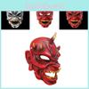 Яркая красно-белая маска для лица в стиле Халлю с изображением демона, изготовленная из прочной смолы, для тематических праздников