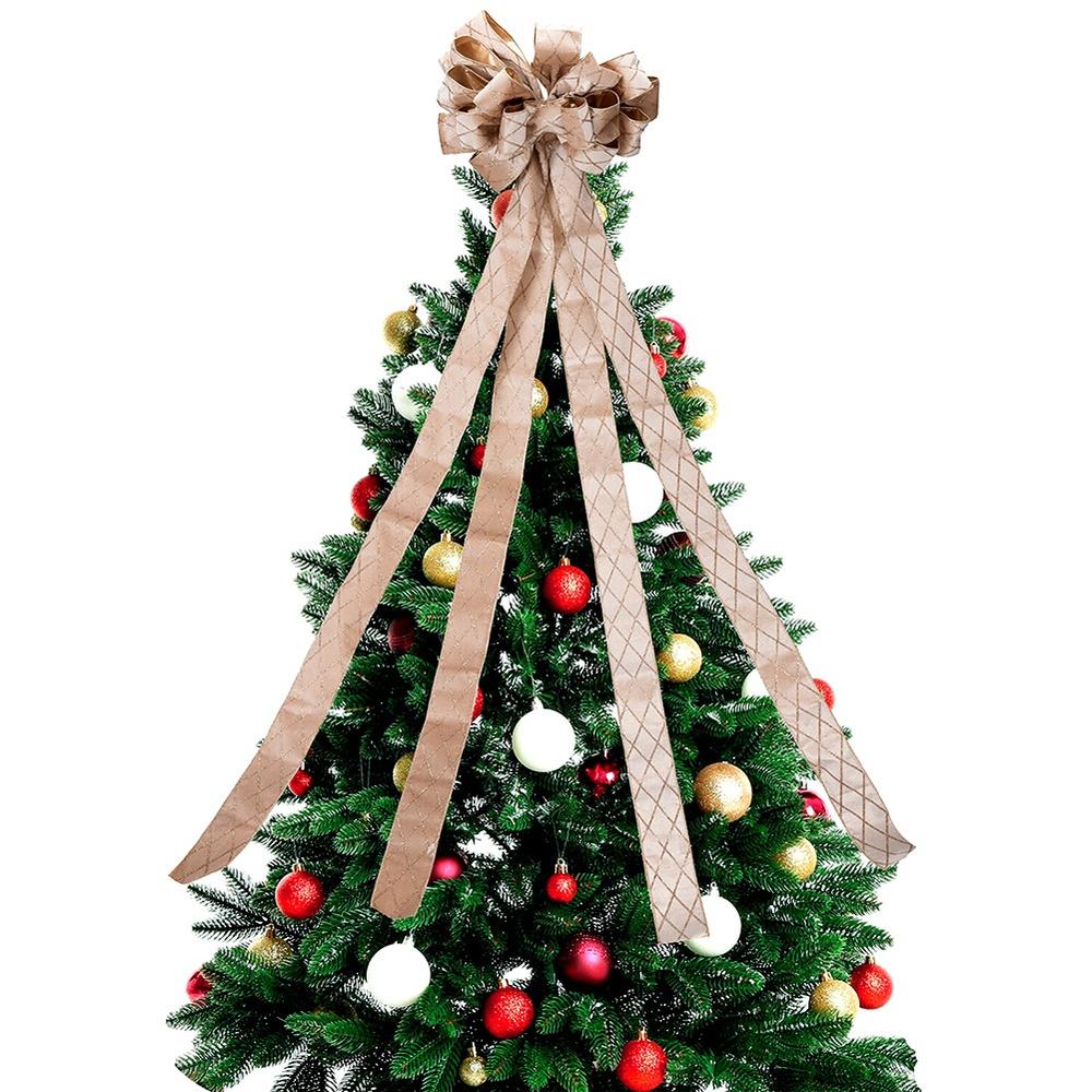 Decorative bow for Christmas tree, beige, 130x33 cm