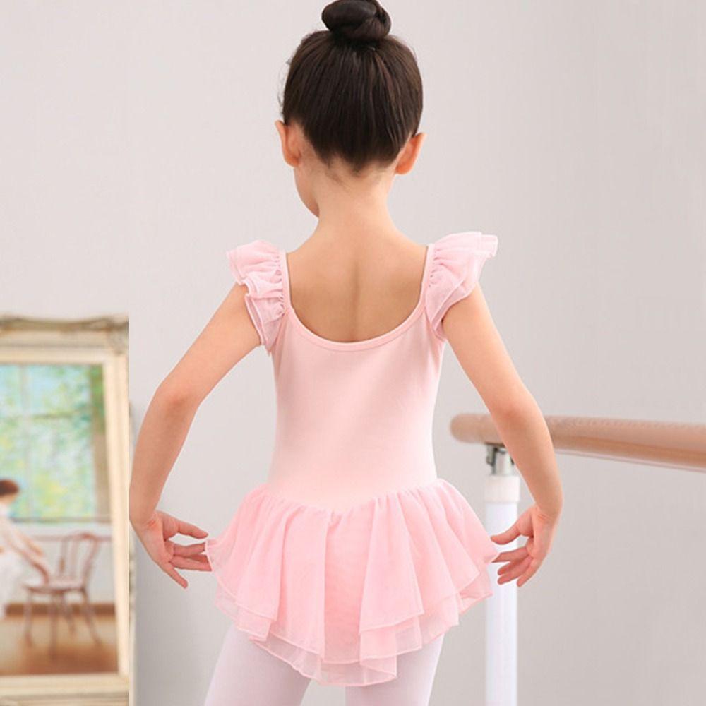 Short Sleeve Gymnastics Leotards Cotton Ballet Bodysuits Fashion Dancewear Kids Girls