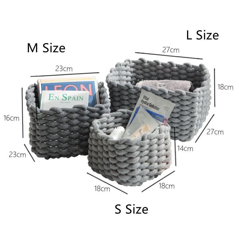 3 размера Nordic Cotton Line, плетеная вручную корзина для хранения, грубая веревка, настольный органайзер, коробка для детских игрушек, закусок, ключей, косметических товаров