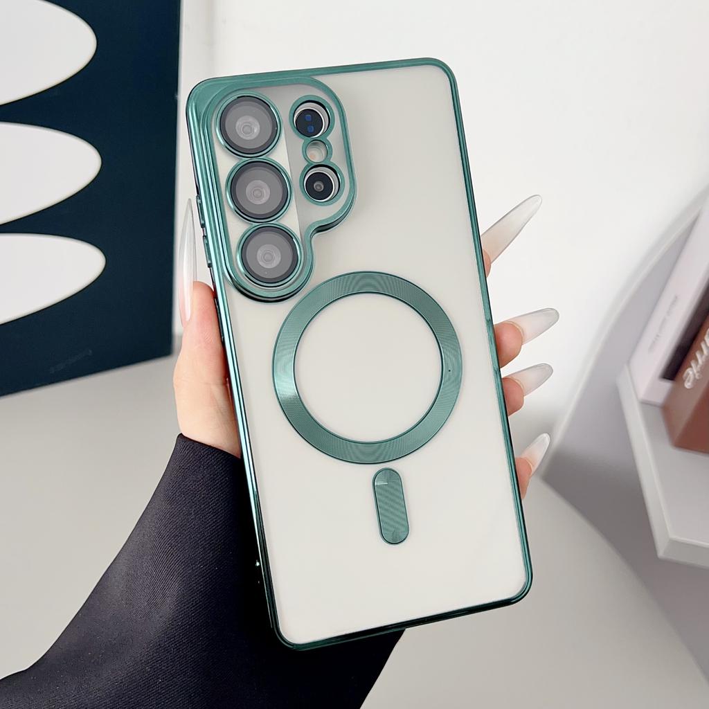 Роскошное прозрачное покрытие для чехла с беспроводной зарядкой Magsafe для Samsung S26 S25 S24 S23 S22 S21 S20 FE Ultra Plus Note20 10 Мягкий чехол