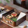 Elegant Chinese-Inspired Wooden Snack Tray With Lid 4-Compartment Fruit Nut Server Tea Time Gathering