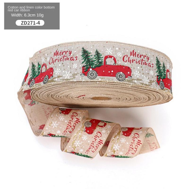 6,3 см льняная рождественская лента для упаковки подарков, рождественских елок, ленты для сделай сам, венок, банты, снеговик, веревка, украшение 2025 Navidad
