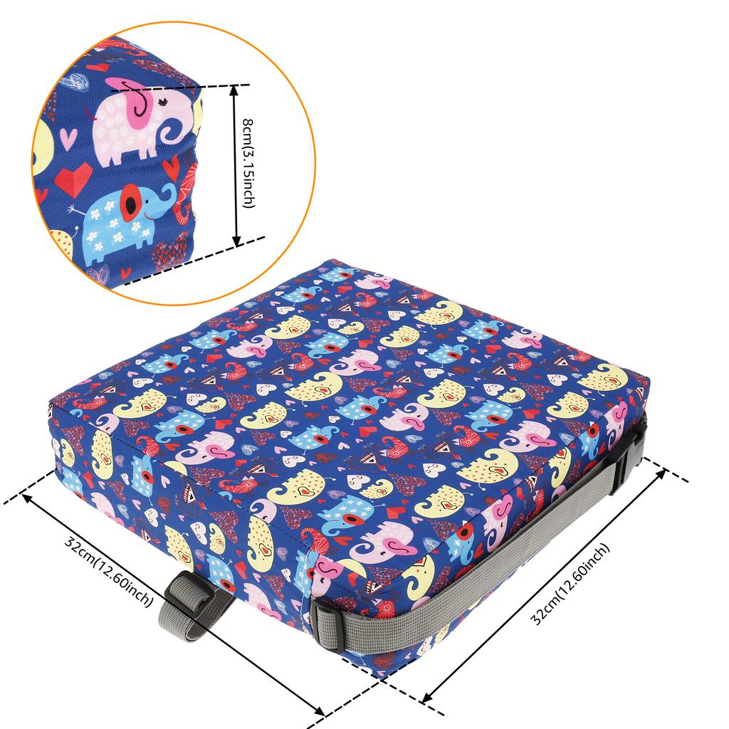 Non Slip Kids Booster Seat Child Dining Table Booster Seat with Adjustable Safety Belt & Fastening Strap Cartoon Booster Cushion