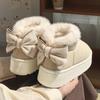 The New Wool Bag and Bow Cotton Shoes Can Be Worn Outside with Thick Soles To Increase the Height In Winter. Versatile Velvet Warm Snow Boots