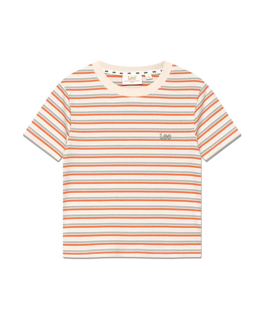 LEE Women Ribbed Stripe T-Shirt Orange
