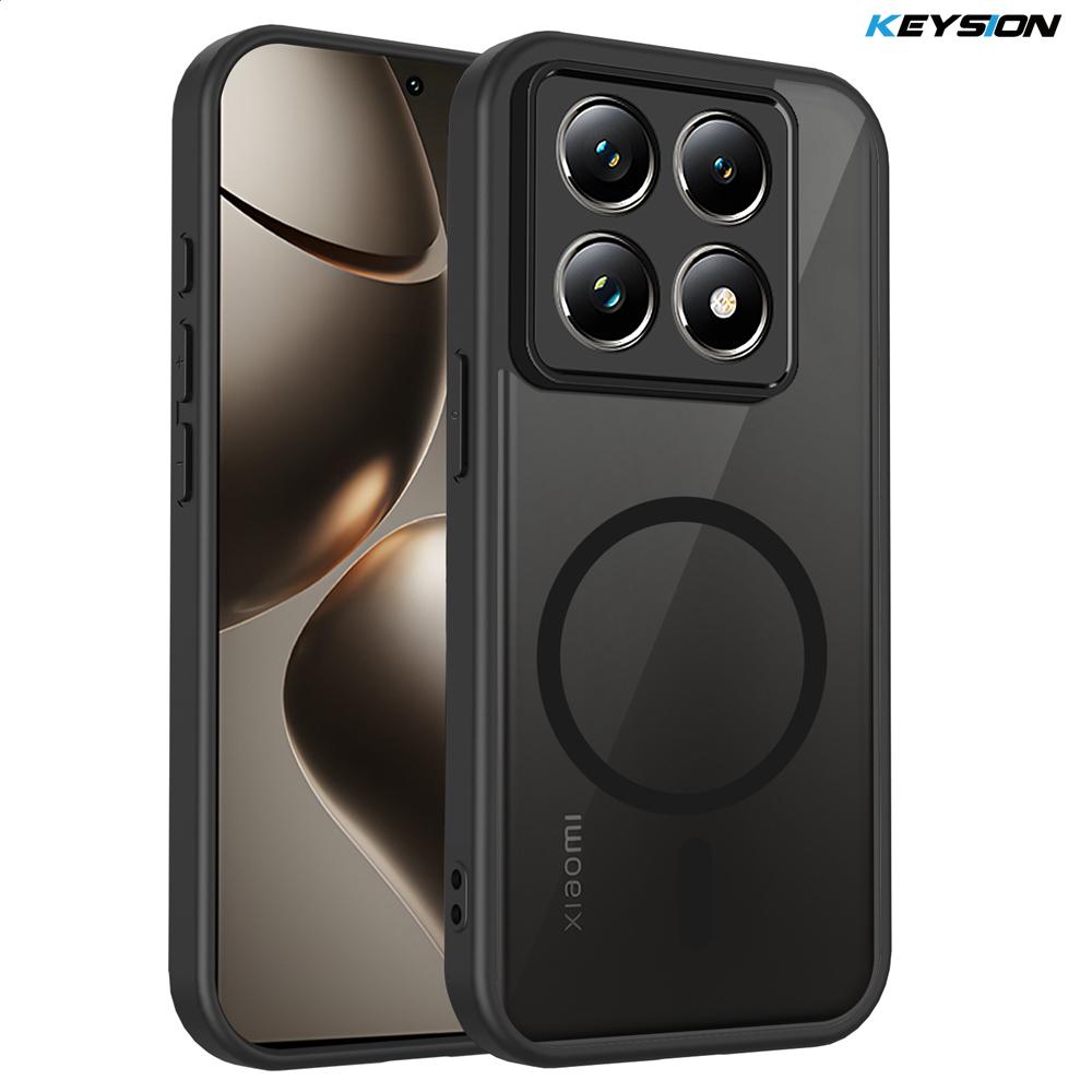 KEYSION Магнитный чехол для телефона для Xiaomi 14T Pro 5G Силикон+ПК Матовый Полупрозрачный Прозрачный Ударопрочный Задняя крышка для Xiaomi 14T