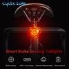Bike Rear Light Smart Brake Sensing Light Bicycle Tail Light LED Rechargeable Taillight Night Safety Warning Cycling Accessories