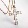 Shiny Square Zircon Cross Pendant Necklaces for Women Fashion Hip Hop Punk Rhinestone Chain Collar Party Jewelry