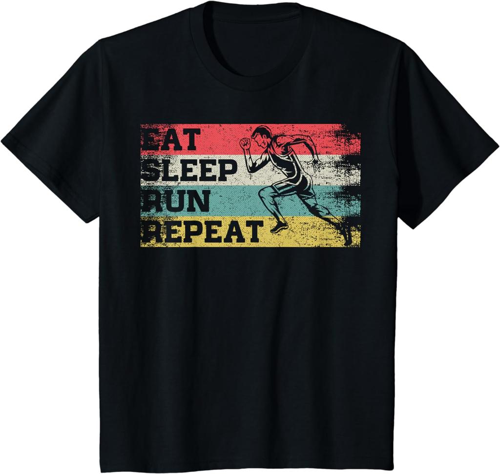 Винтажная ретро-футболка Eat Sleep Run Repeat Funny Running Runner Gift T-shirt Women Unisex Clothing Tops Streetwear Graphic T Shirts