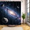 Spiral Galaxy in Deep Space with Asteroids Waterproof Shower Curtain for Cosmic Bathroom Decor