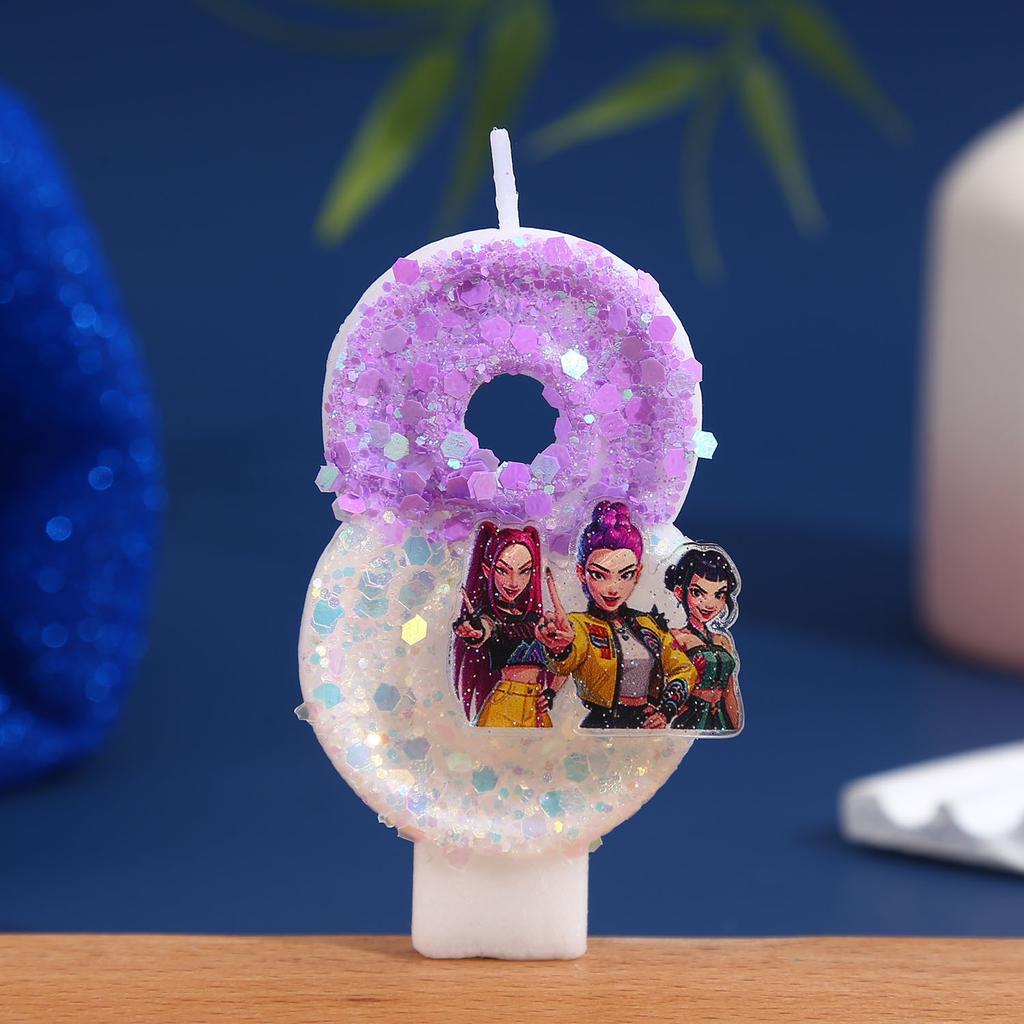 NEW 0-9 Candle for KPop Demon Hunters Digital Candle Cake Decoration Numi Mira Zoe Cake Top Birthday Party Cake Decoration