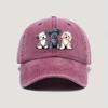Three Cartoon Puppy Pattern Printed Baseball Cap - Cute and Funny Retro Style Baseball Cap for Dog Lovers