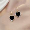 1PC Fashion Black Geometric Heart Drop Earrings For Women Girls Crystal Earring Jewelry Pendientes 2024 New