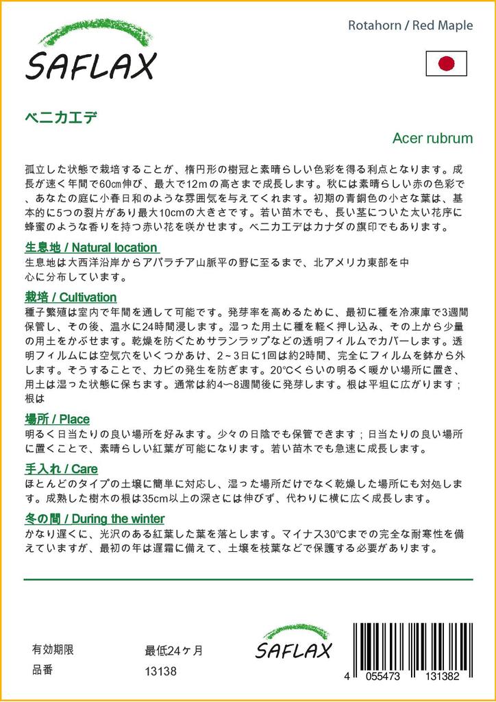 SAFLAX Клен красный - 20 семян - Acer Rubrum