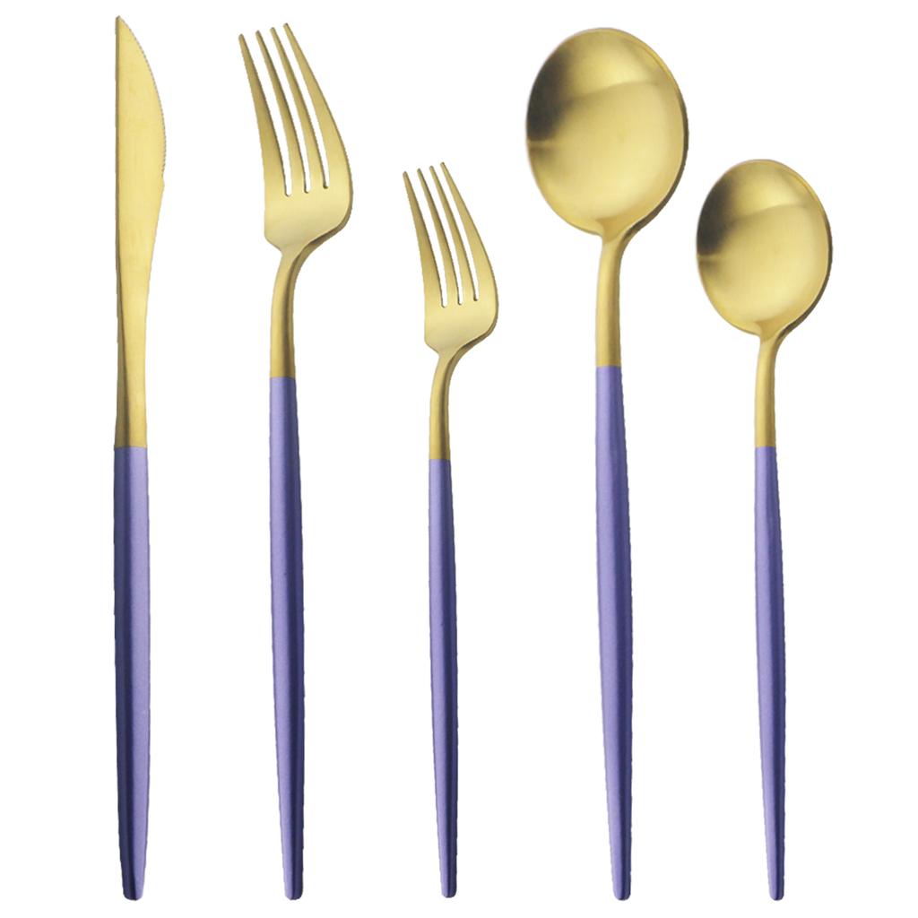 5 шт., матовая круглая ручка, серебро 18/10, набор столовых приборов из нержавеющей стали, нож, вилка, ложка, посуда, набор столовых приборов