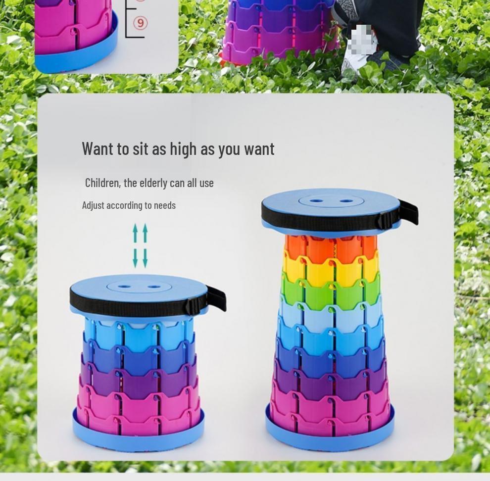 Телескопический складной уличный стул: Портативный, Утолщенный Пластик для Путешествий, Рыбалки, Балкона или Очереди.