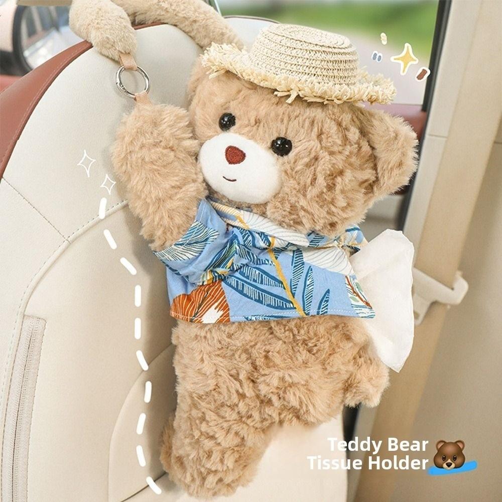 Cartoon Plush Bear Vehicle Tissue Bag Soft Plush Tissue Box Dispenser Towel Paper Holder  Kitchen
