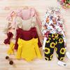 Toddler Baby Girls Long Sleeve Ruffles Romper Bodysuit+Floral Pants Outfits