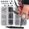 3D Punk Silvery Black Pyramid Stud Nail Jewelry Set, Metal Cone Spikes Beads Rivets, Halloween Gothic Nail Decorations