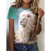 The Great Lion 3D Print Crew Neck T-Shirt Casual Short Sleeve Top for Spring & Summer Women's T-Shirts