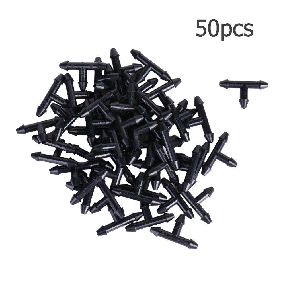 500-50PCS Plastic Barbed 3-Way Tee Connector for 3/5mm Tubing Watering Pipe Hose Couplings Micro Drip Irrigation Garden Tools