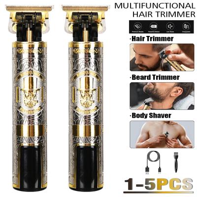 1-5 шт. электрические машинки для стрижки волос для домашнего использования, лысые головы, нажимные машинки для стрижки, встроенный 1200 мАч, гравированный стержень из нержавеющей стали