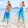 Yousheng Chiffon Gauze Scarf Vibrant Color Printing Sun Protection Shawl Oversized Beach Towel Swimwear Tops Dresses Extra Large Cover Up