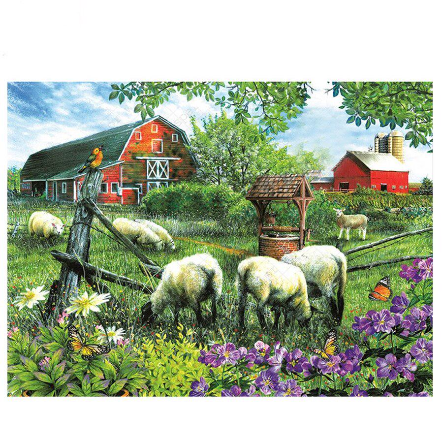 Diy Diamond Embroidery Farm Sheeps Diamond Painting Cross Stitch