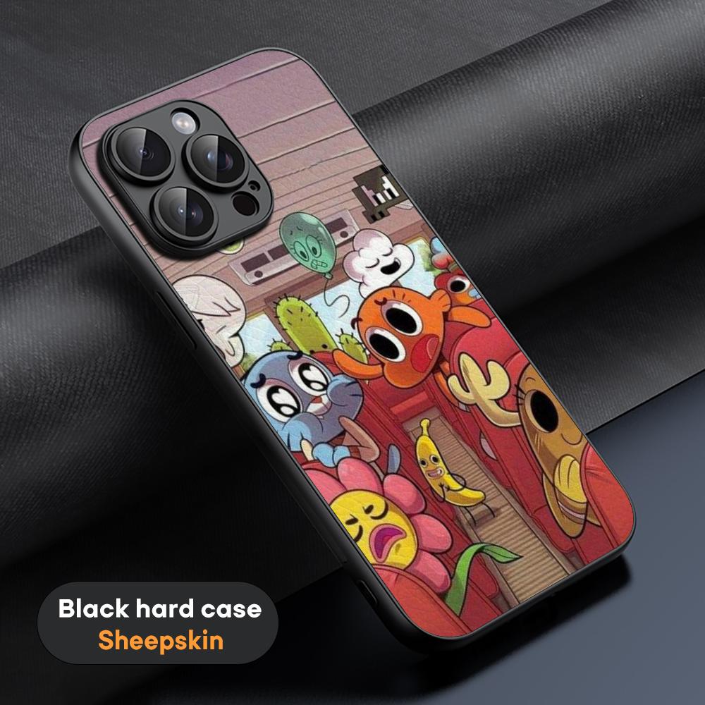 Gumball Cute cartoon design Phone Case For iPhone 16 15 14 13 12 11 Plus Pro Max Limited Black hard case Sheepskin