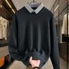 Новый мужской свитер-двойка, теплый осенне-зимний базовый свитер из ниток