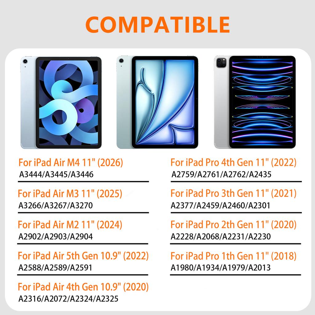 Чехол-клавиатура для iPad Air 4/5 10.9" - 7 цветов с подсветкой, Мультитачпад, Держатель для Apple Pencil, Защитная обложка-подставка