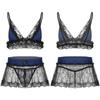 Mens Lingerie Bra Set Ruffles Lace Nightie Dress Sissy Panties Nightwear Crossdress Bra