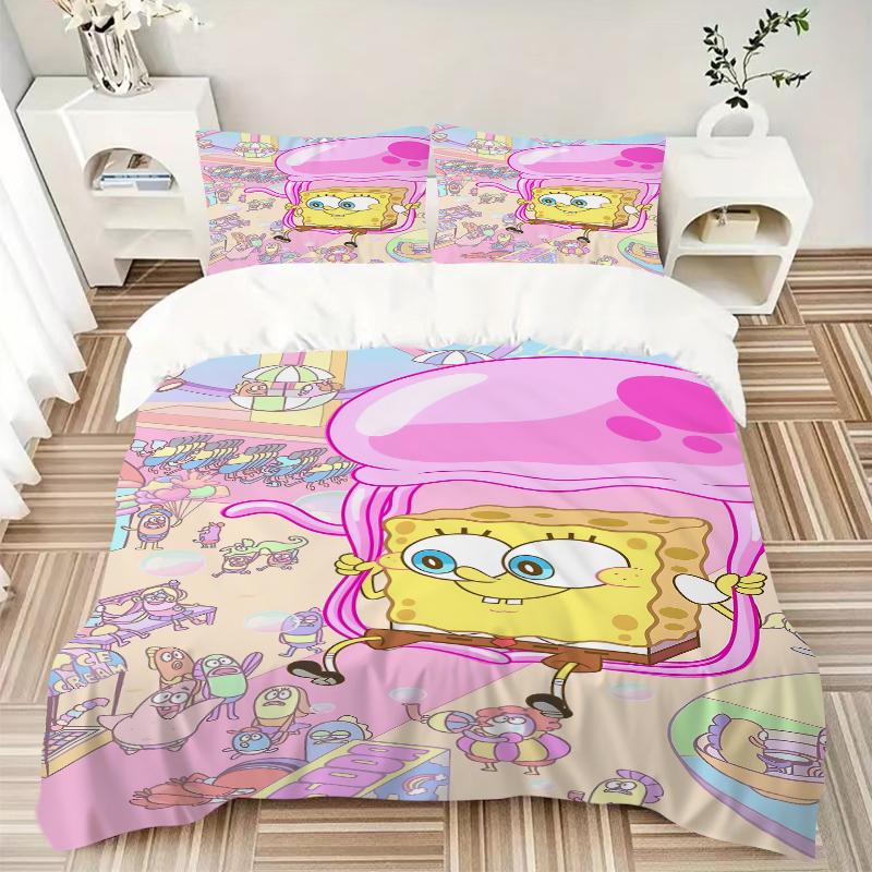 3Pcs Spongebob Ice Cream Adventure Bedding Sets For All Sizes New 3D Printed Bed Cover Comforter Duvet Cover Pillowcase Bedroom Decoration