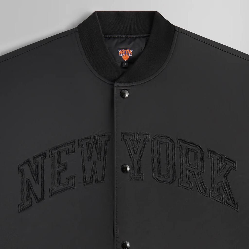 Kith X New York Knicks Collaboration FW24 Модная удобная однобортная куртка-пилот с длинным рукавом и надписью Мужские куртки черного цвета KHM010694-001
