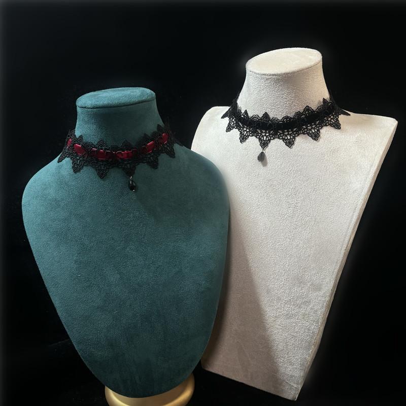 New Sexy Lace Flower Necklace For Women Gothic Punk Velvet Collar Choker Black Waterdrop Pendent Necklace Strap Bow Jewelry