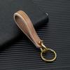 1PC Retro Leather Car Keychain Accessories Creative Brass Horseshoe Buckle Leather Wipe Color Pendant Keyring Lanyard