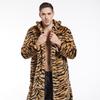 Autumn and Winter New Men's Faux Fur Coat Tiger Pattern Long Coat Fashion Trendy Men's European and American Large Sizes