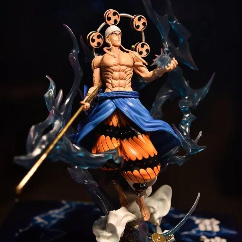 Фигурка Энеля из One Piece GK, скульптура с двойной головой, со световыми эффектами, коллекционная статуэтка, модель в коробке, настольное украшение для фанатов One Piece