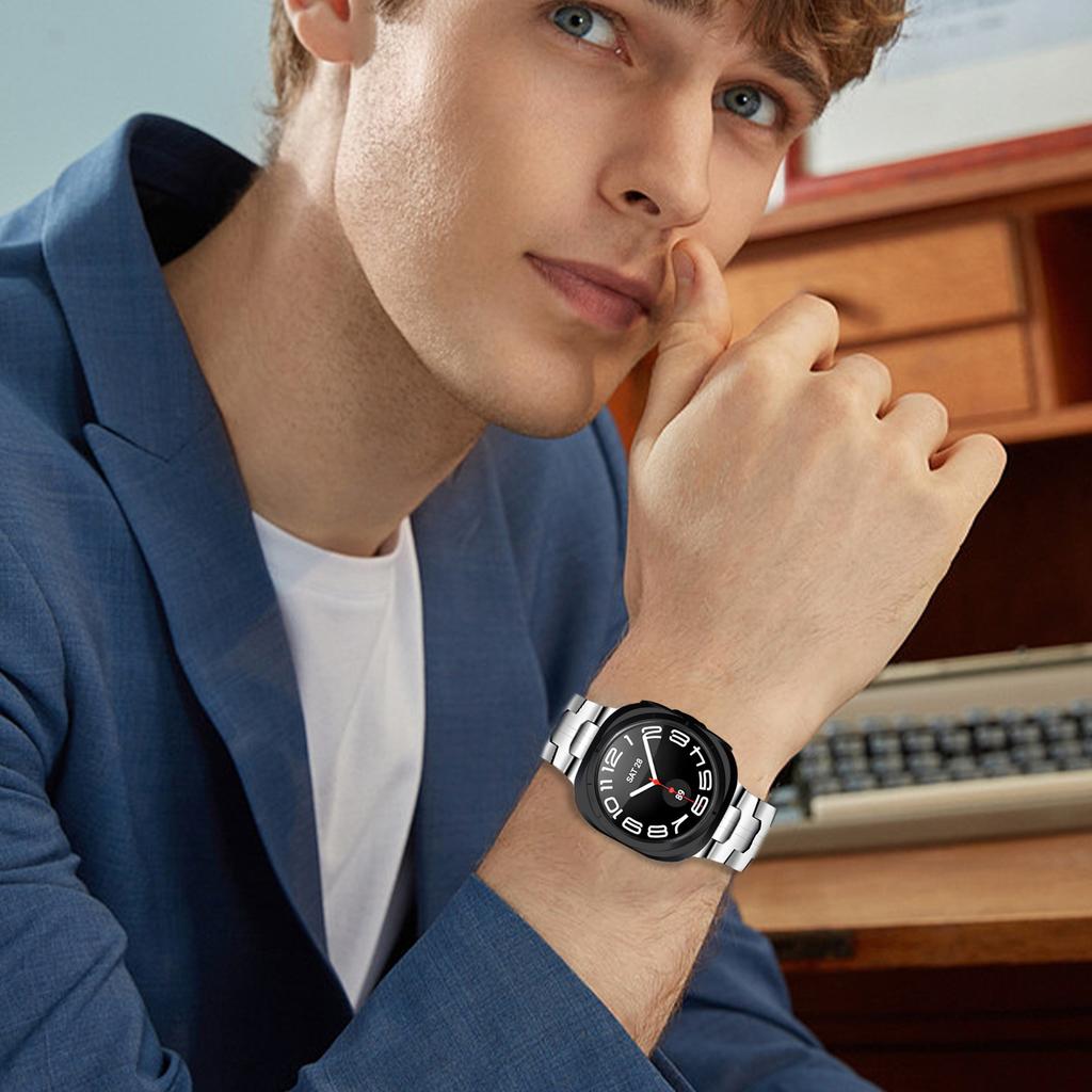 Сменный ремешок для Samsung Galaxy Watch Ultra (2025) Ремешок для часов из нержавеющей стали 47 мм, серебристый, с застежкой-бабочкой