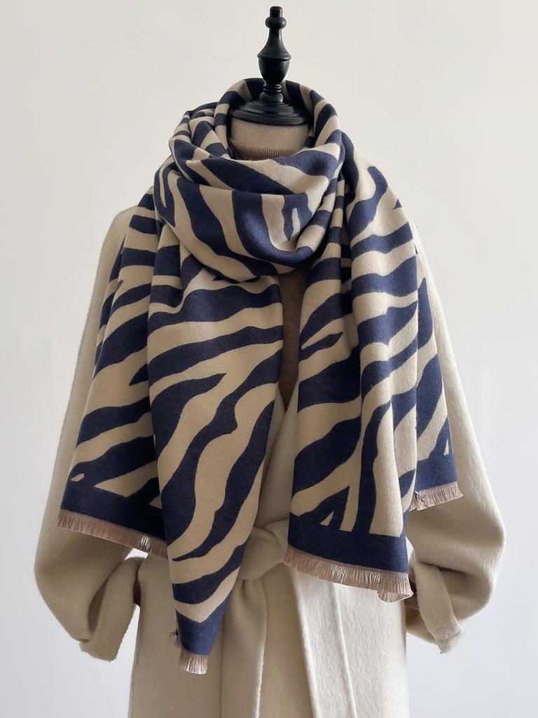 Elegant Women Streak Pashmina Scarves Fringe Wrap Winter Warm Fashion Brands Designer Cashmere Two-Sided Scarf Blanket Shawls