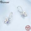 Серьги-кольца Bamoer из стерлингового серебра 925 пробы с бабочкой, нежные фиолетовые циркониевые пряжки для ушей для женщин, вечерние ювелирные изделия, подарок на день рождения